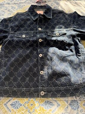 Bape Denim Jacket in Dark Bluey with Pink Label